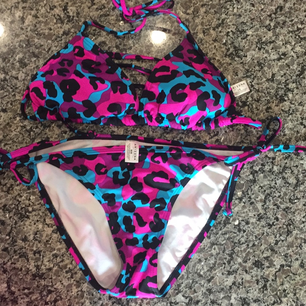 Hot Pink and Blue Camo bikini
